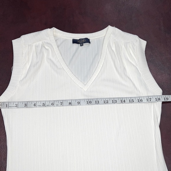 RACHEL Rachel Roy Cannoli Cream Variegated Ribbed Tank Top V-Neck Shirt - Sz Med - Picture 7 of 13